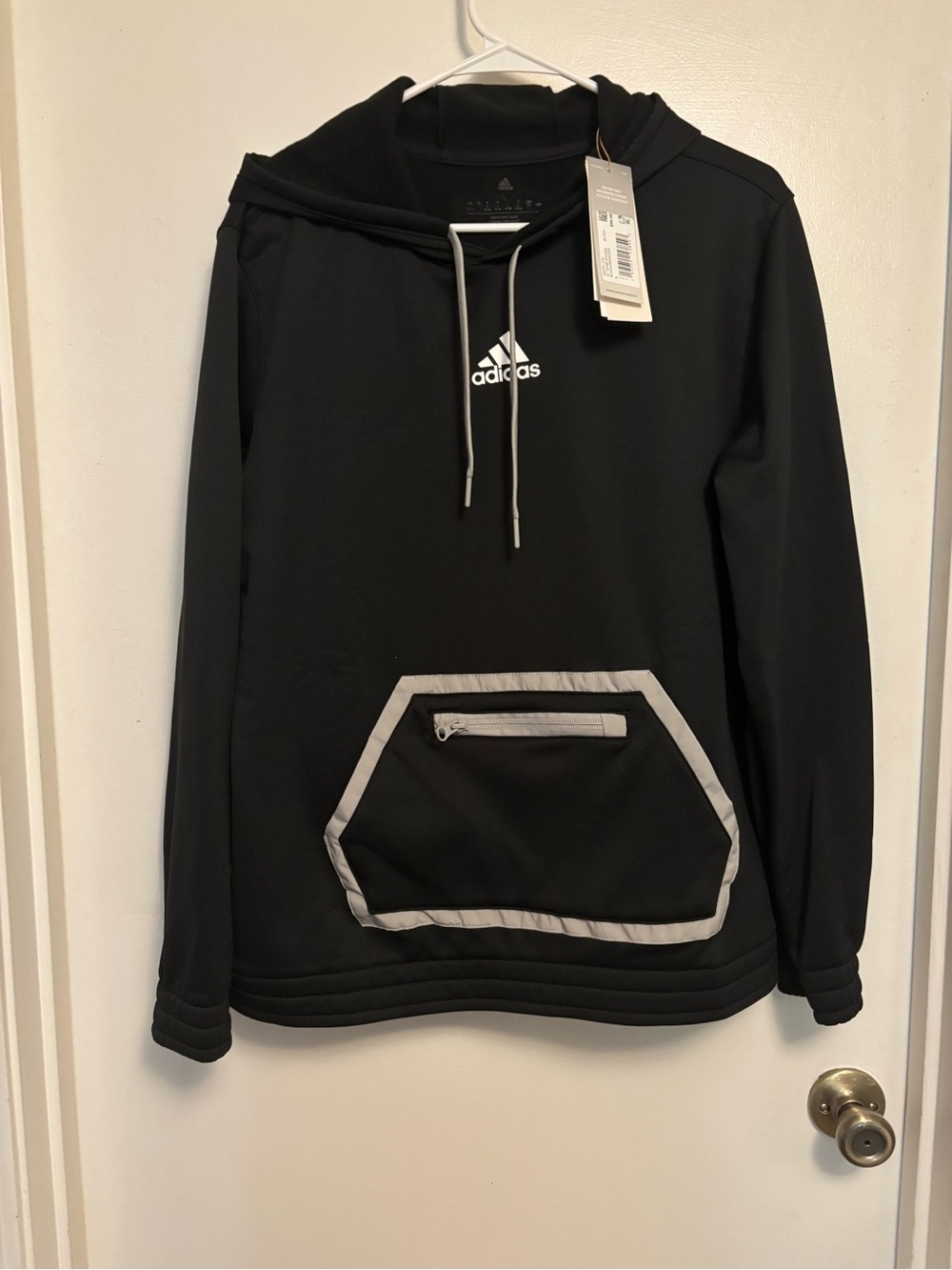 adidas Men’s Black Crewneck Hoodie with Reflective Trim
